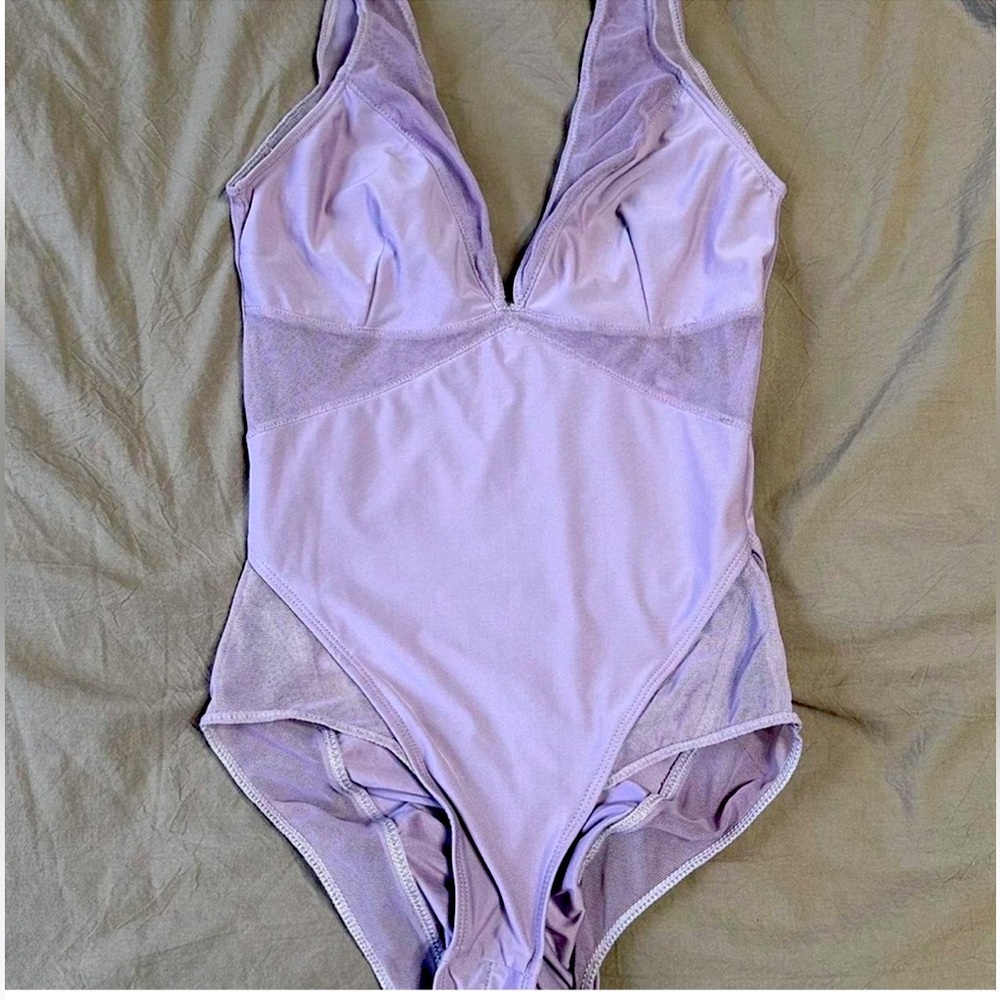 Lunalae Purple Mesh Cut Out Isla Bodysuit